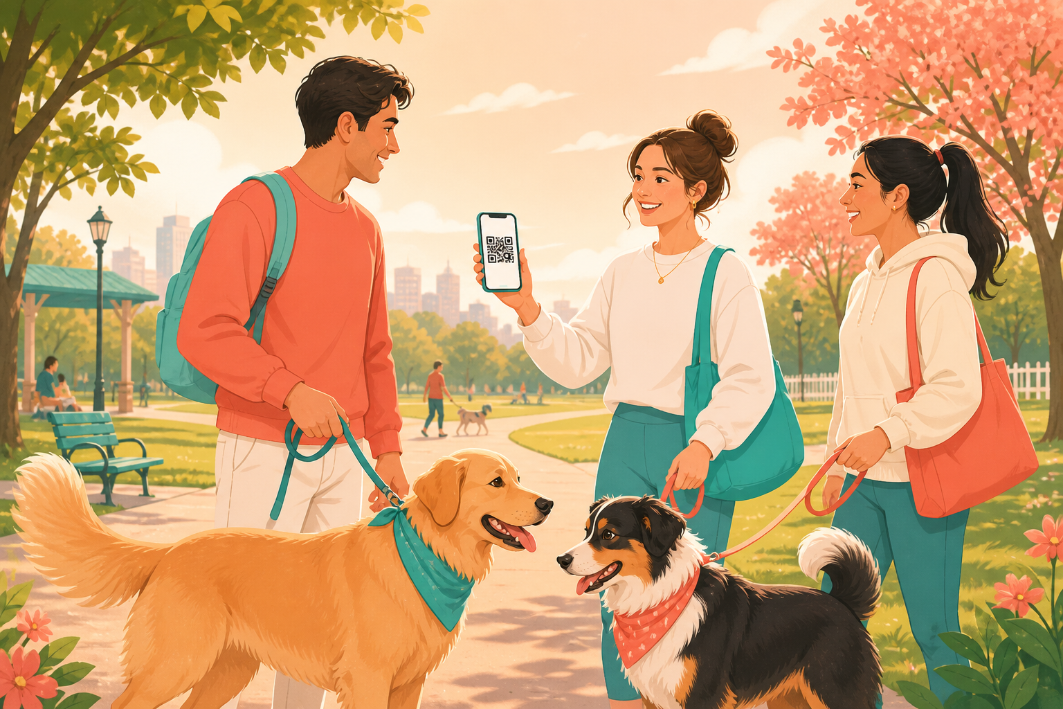 Dogs meeting in a park